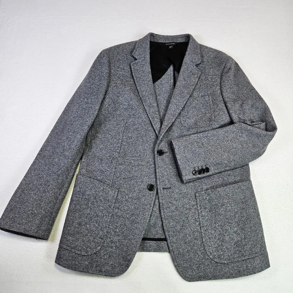 Banana Republic Blazer Mens 42R Slim Mario Bellucci Italian Wool Sport Coat Gray